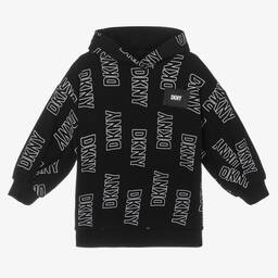 DKNY-Girls Black Cotton Jersey Hooded Dress | Childrensalon Outlet