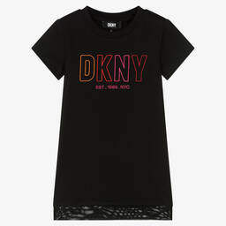 DKNY-Girls Black Cotton Logo Dress | Childrensalon Outlet