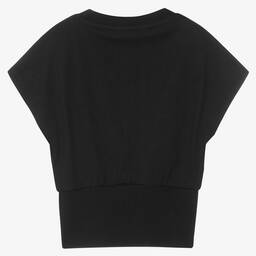 DKNY-Girls Black Cotton Logo T-Shirt | Childrensalon Outlet