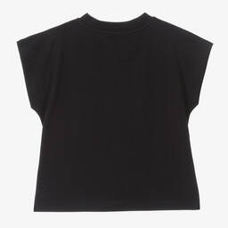 DKNY-Girls Black Cotton Slogan T-Shirt | Childrensalon Outlet