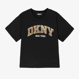 DKNY-Girls Black Cotton T-Shirt | Childrensalon Outlet