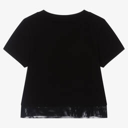 DKNY-Girls Black Cropped Logo T-Shirt | Childrensalon Outlet