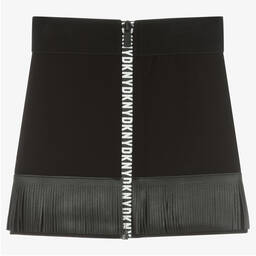 DKNY-Girls Black Fringed Logo Skirt | Childrensalon Outlet