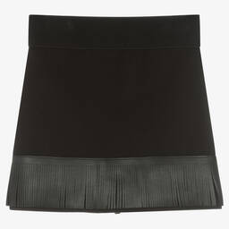 DKNY-Girls Black Fringed Logo Skirt | Childrensalon Outlet