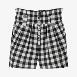 DKNY-Girls Black Gingham Cotton Shorts | Childrensalon Outlet