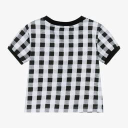 DKNY-Girls Black Gingham Cotton T-Shirt | Childrensalon Outlet