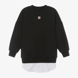 DKNY-Girls Black Heart Logo Sweatshirt Dress | Childrensalon Outlet