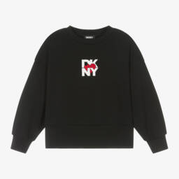 DKNY-Girls Black Heart Logo Top | Childrensalon Outlet