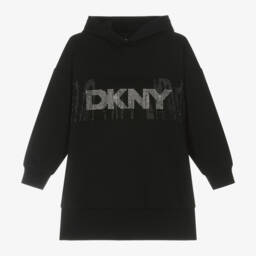 DKNY-Girls Black Hooded Dress with Rhinestones | Childrensalon Outlet