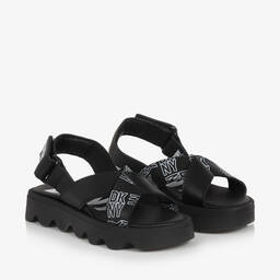 DKNY-Girls Black Leather Sandals | Childrensalon Outlet