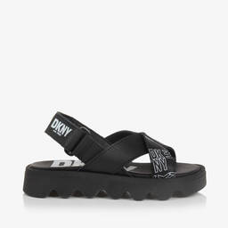 DKNY-Girls Black Leather Sandals | Childrensalon Outlet