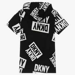 DKNY-Girls Black Logo Hooded Dress | Childrensalon Outlet