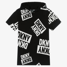 DKNY-Girls Black Logo Hooded Dress | Childrensalon Outlet