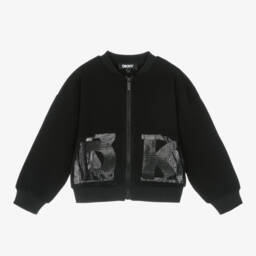 DKNY-Girls Black Mesh Zip-Up Cardigan | Childrensalon Outlet