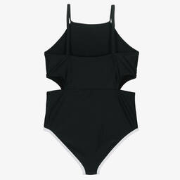 DKNY-Girls Black Metallic Logo Swimsuit | Childrensalon Outlet