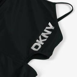 DKNY-Girls Black Metallic Logo Swimsuit | Childrensalon Outlet