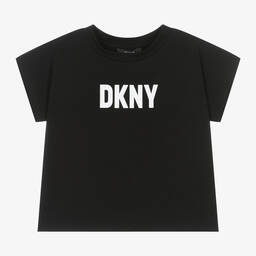 DKNY-Girls Black Organic Cotton T-Shirt | Childrensalon Outlet