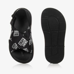 DKNY-Girls Black Padded Logo Sandals | Childrensalon Outlet