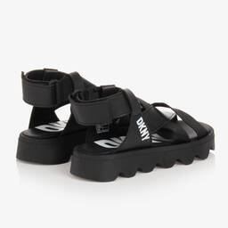DKNY-Girls Black Plaited Faux Leather Sandals | Childrensalon Outlet