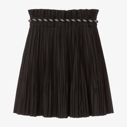 DKNY-Girls Black Pleated Faux Leather Skirt | Childrensalon Outlet
