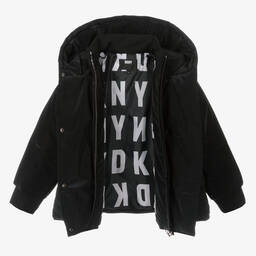DKNY-Girls Black Puffer Jacket | Childrensalon Outlet