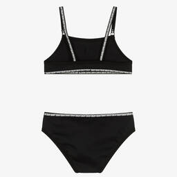 DKNY-Girls Black Ribbed Logo Bikini  | Childrensalon Outlet