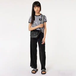 DKNY-Girls Black Ribbed Wide Leg Trousers | Childrensalon Outlet
