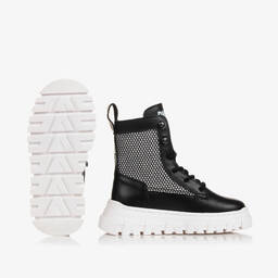 DKNY-Girls Black & Silver Leather Boots | Childrensalon Outlet