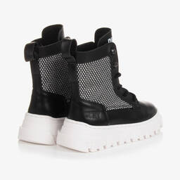 DKNY-Girls Black & Silver Leather Boots | Childrensalon Outlet