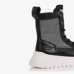 DKNY-Girls Black & Silver Leather Boots | Childrensalon Outlet