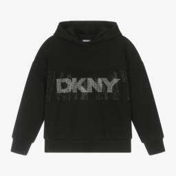 DKNY-Girls Black Sparkling Cotton Hoodie | Childrensalon Outlet