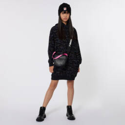 DKNY-Girls Black Starry Hooded Dress | Childrensalon Outlet