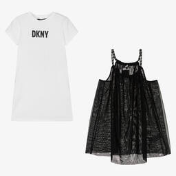 DKNY-Girls Black & White 2-in-1 Dress | Childrensalon Outlet