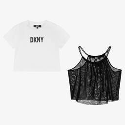DKNY-Girls Black & White 2-in-1 T-Shirt | Childrensalon Outlet