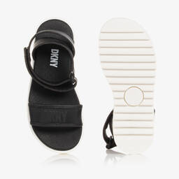 دكني-صندل جلد صناعي وشبك لون أسود وأبيض للبنات | Childrensalon Outlet