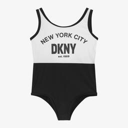 DKNY-Girls Black & White NYC Swimsuit | Childrensalon Outlet