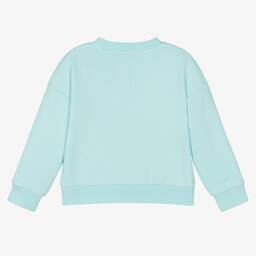 DKNY-سويتشيرت قطن جيرسي لون أزرق أكوا للبنات | Childrensalon Outlet