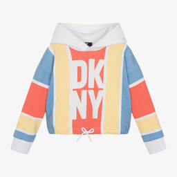 DKNY-Girls Blue Striped Cotton Hoodie | Childrensalon Outlet