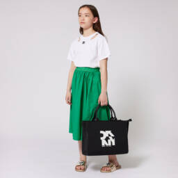 DKNY-تي شيرت قطني واسع للبنات باللون الأبيض | Childrensalon Outlet