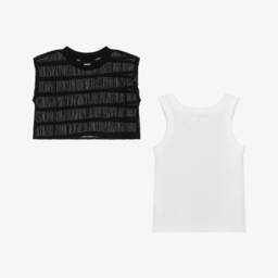 DKNY-Girls Chic Black & White Layered Top | Childrensalon Outlet