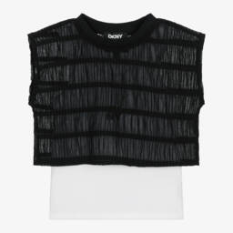 DKNY-Girls Chic Black & White Layered Top | Childrensalon Outlet