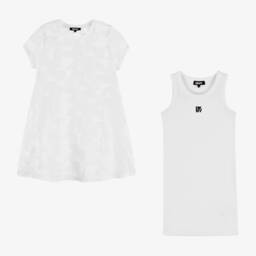 DKNY-طقم أبيض أنيق للبنات بطبقات متعددة | Childrensalon Outlet