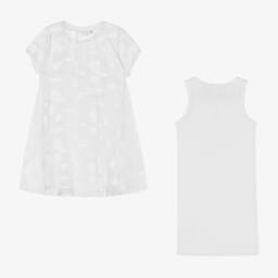 DKNY-طقم أبيض أنيق للبنات بطبقات متعددة | Childrensalon Outlet