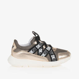 DKNY-Girls Gold & Black Lace-Up Trainers | Childrensalon Outlet