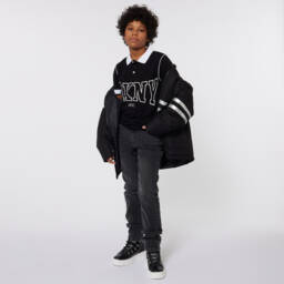 DKNY-Girls Leather Black Lace-Up Footwear | Childrensalon Outlet