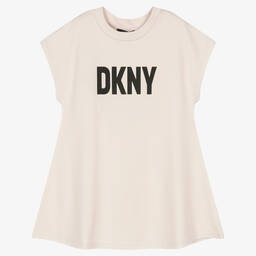 DKNY-Girls Pale Beige Logo Dress | Childrensalon Outlet