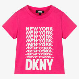 DKNY-Girls Pink Logo Cotton T-Shirt | Childrensalon Outlet