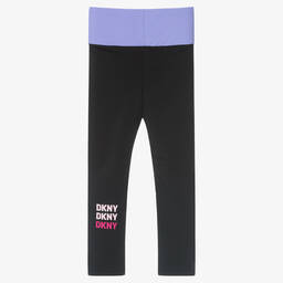 DKNY-ليغنغز جيرسي لون زهري وأسود للبنات | Childrensalon Outlet