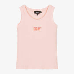 DKNY-Girls Pink Ribbed Cotton Vest Top | Childrensalon Outlet
