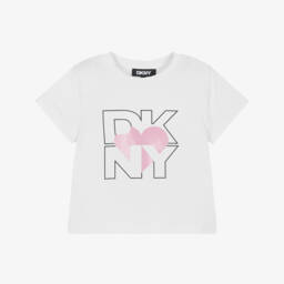 DKNY-Girls Pink & White Logo Tee | Childrensalon Outlet